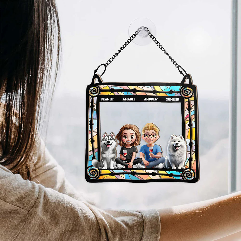 Dog Couple, Dog Lovers, Love - Lovely Dog Couples - Personalized Window Hanging Suncatcher Ornament