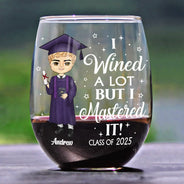 Graduation - I Wined A Lot - Personalized Stemless Wine Glass
