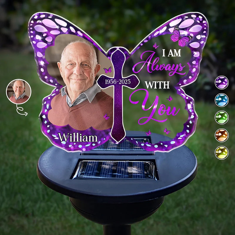 Memorial,Custom Photo,Family,Parents,Sad - Custom Photo Your Wings Were Ready But My Heart Was Not - Personalized Solar Light
