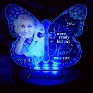 Memorial,Custom Photo,Family,Parents,Sad - Custom Photo Your Wings Were Ready But My Heart Was Not - Personalized Solar Light