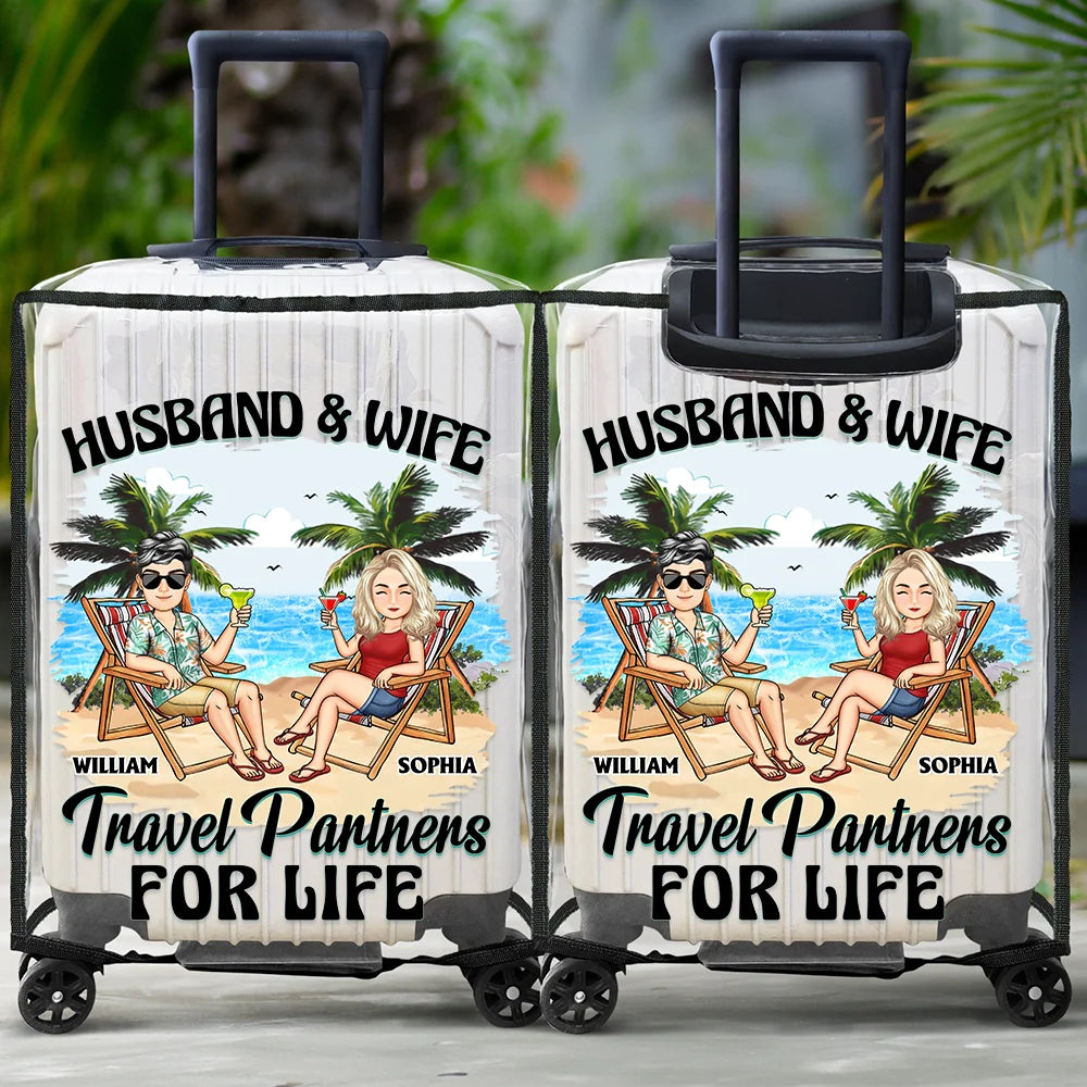 Travel Partners For Life - Personalized Clear Luggage Cover
