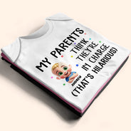 New baby, New Mom, Funny, New Dad, Parents, Gift For Mother - My Parents Think They're In Charge - Personalized Baby Onesie