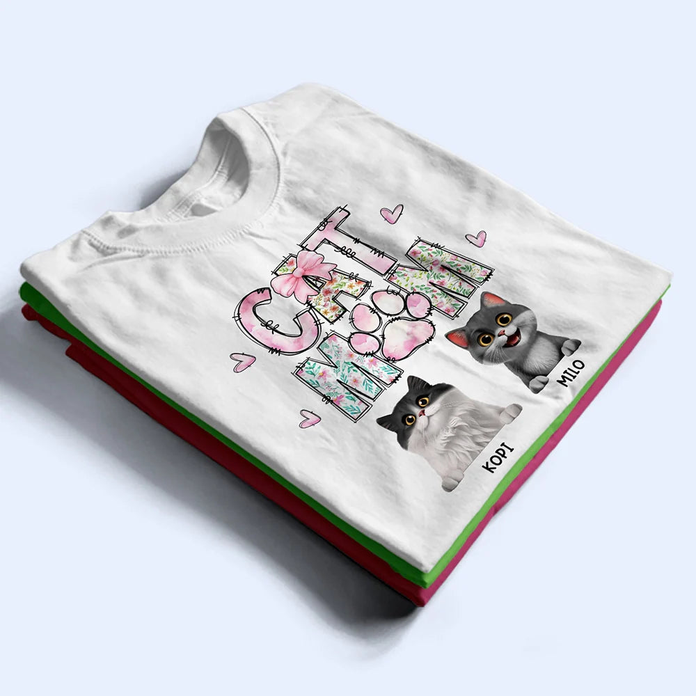 Cat Mom,Cat Lovers,Pet Lovers - Cat Mom Floral - Personalized T Shirt
