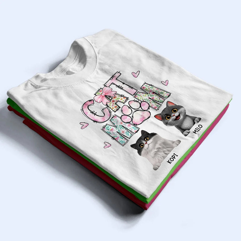 Cat Mom,Cat Lovers,Pet Lovers - Cat Mom Floral - Personalized T Shirt
