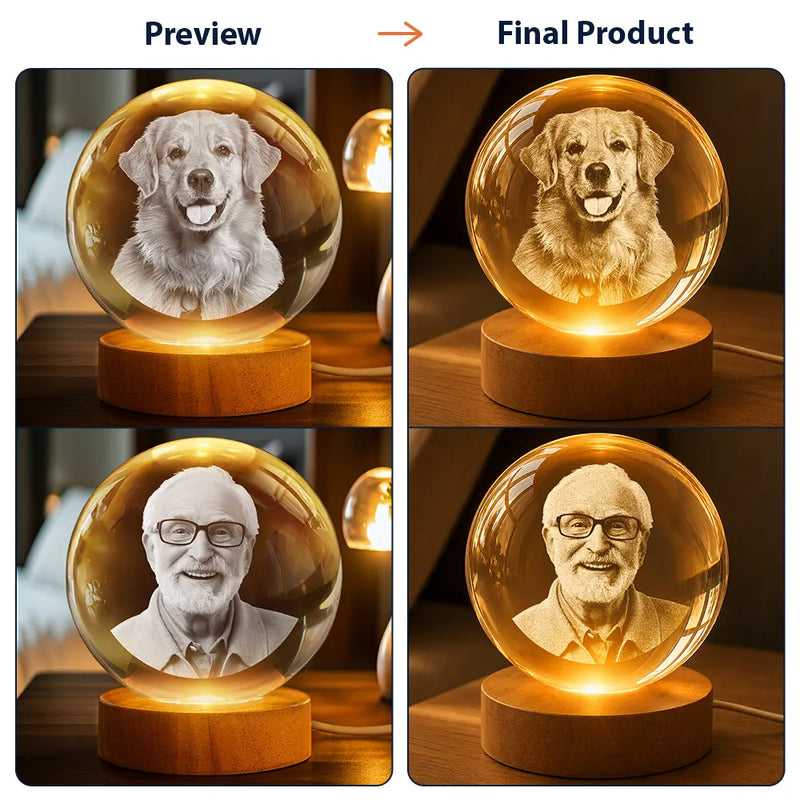 Gift For Father,New Dad,New Mom,New baby,Happy - Moon Phase Our First Father's Day The Day You Became My Dad Mom - Personalized Crystal Globe Lamp
