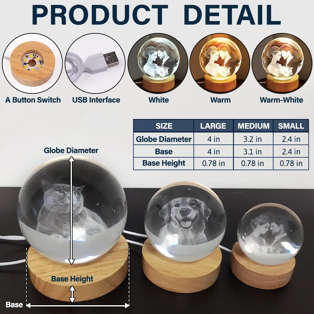 Sentimental, Custom Photo, Family, Memorial, Remove BG Photo - Custom Photo Those We Love Don't Go Away Memorial - Personalized Crystal Globe Lamp
