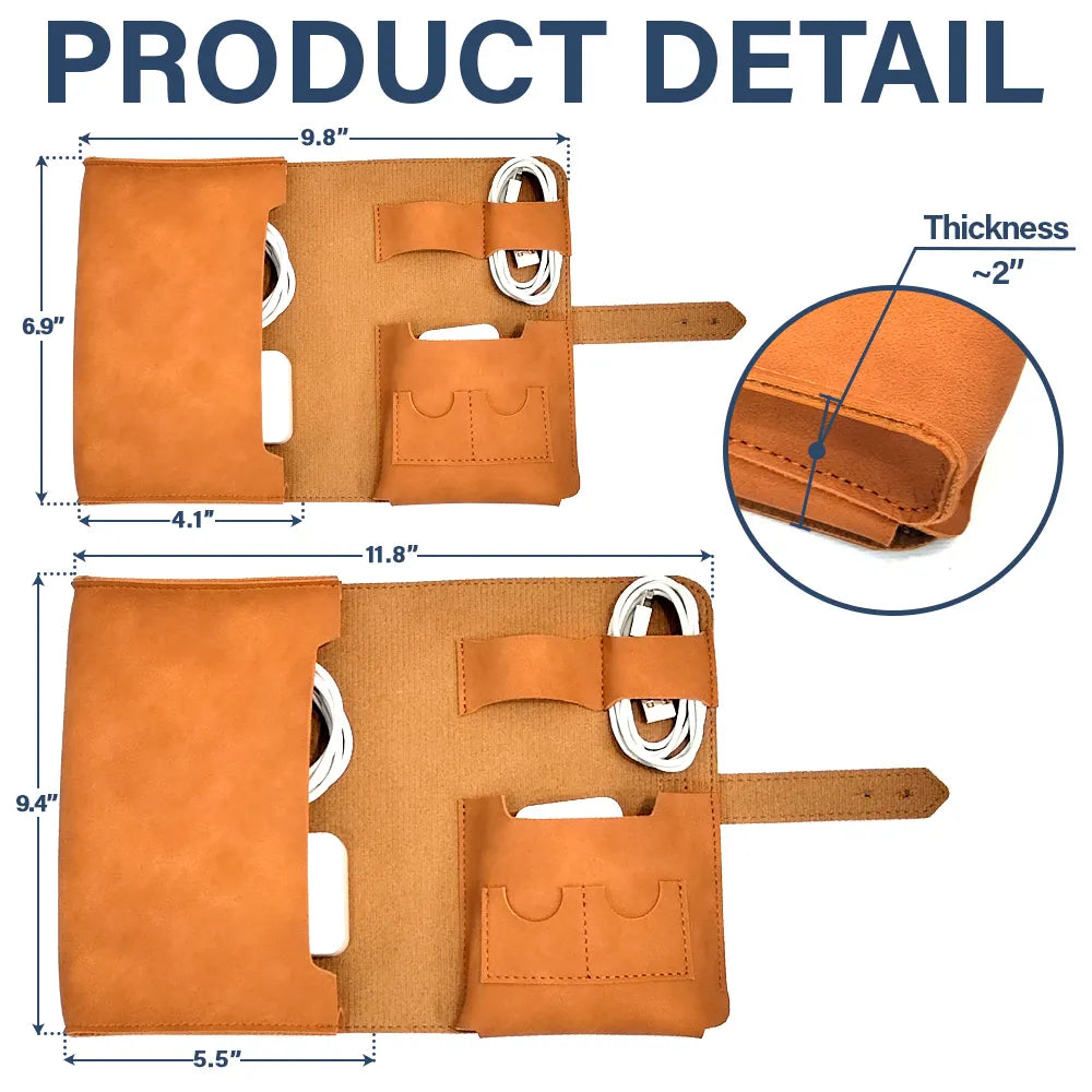 Gift For Yourself,Gift For Women,Gift For Men,Happy - Tech Stuff 3D Effect Man Woman - Personalized Leather Cable Bag