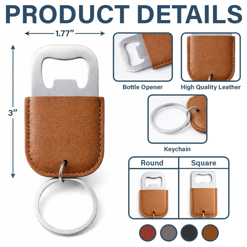 Gift For Father,Gift For Grandpa,Gift For Men,Happy - Custom Photo Best Dad Daddy Father Ever - Personalized Leather Bottle Opener Keychain