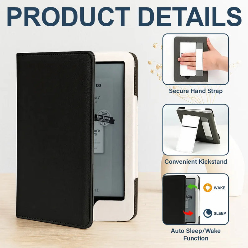Christmas,Cozy,Reading,Gift For Yourself,Vector - Reading Is My Happy Place - Personalized Kindle Paperwhite Case Kickstand