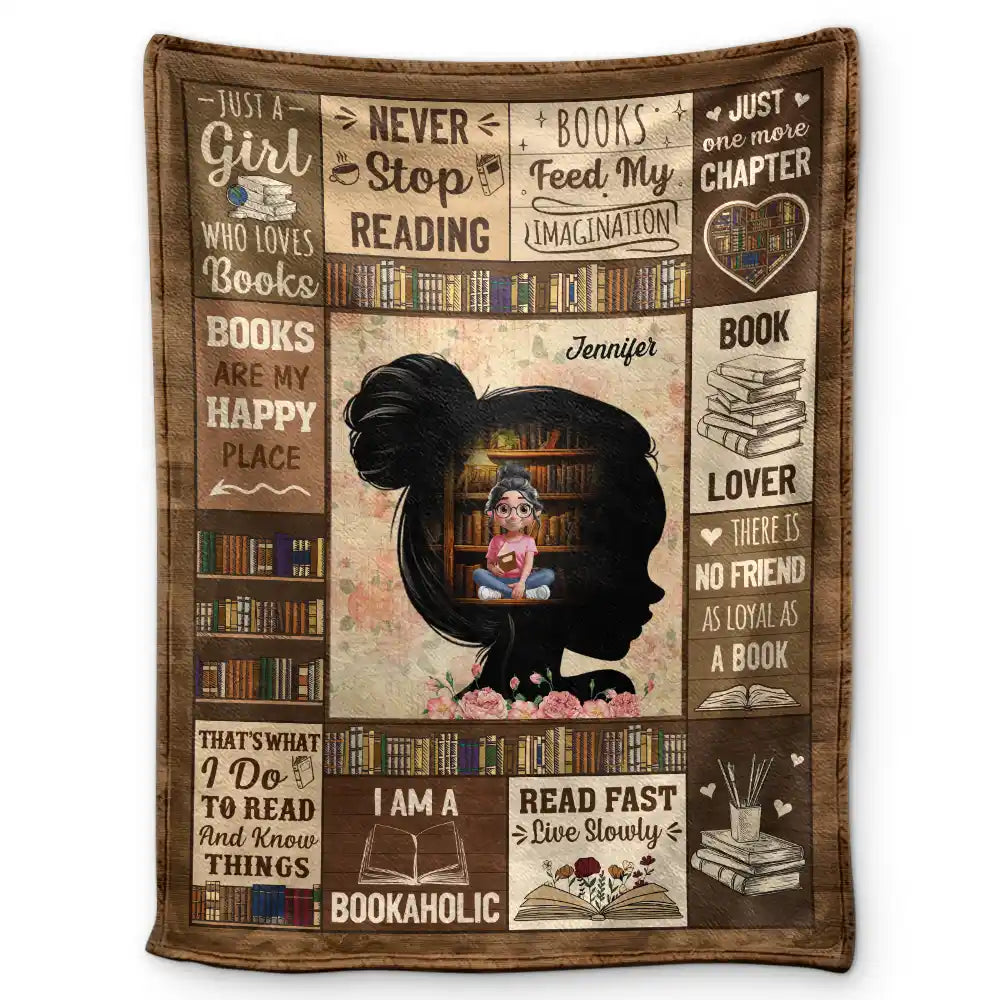 Reading Just A Girl Who Loves Books, Book Soul - Personalized Fleece Blanket, Sherpa Blanket