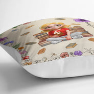 Reading,Gift For Yourself,Gift For Women,Happy - Reading Girl With Birth Month Flower - Personalized Pillow