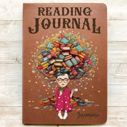 Gift For Yourself,Reading,Happy,Gift For Women,Gift For Men - Reading Journal Book Tree - Personalized Leather Journal
