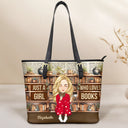 Reading,Gift For Yourself,Gift For Women - Reading Just A Girl Who Loves Books - Personalized Leather Tote Bag
