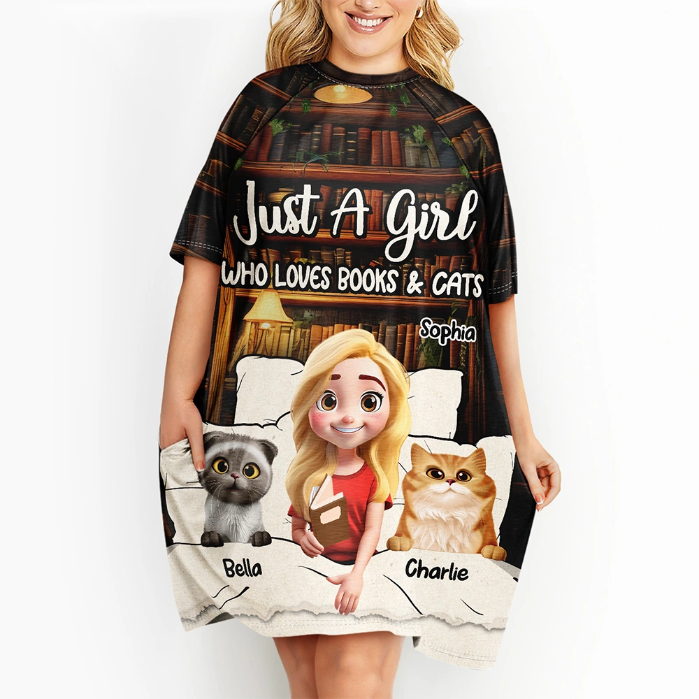 Reading Pajamas Girl Who Loves Books - Personalized Women's Sleep Tee