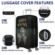Gift For Grandpa,Happy,Travel - Realistic Art Papa Dad Wolf Pack - Personalized Luggage Cover