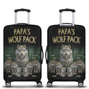 Gift For Grandpa,Happy,Travel - Realistic Art Papa Dad Wolf Pack - Personalized Luggage Cover