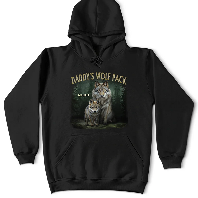 Gift For Father,Gift For Grandpa,Love - Realistic Art Papa Dad Wolf Pack - Personalized T Shirt
