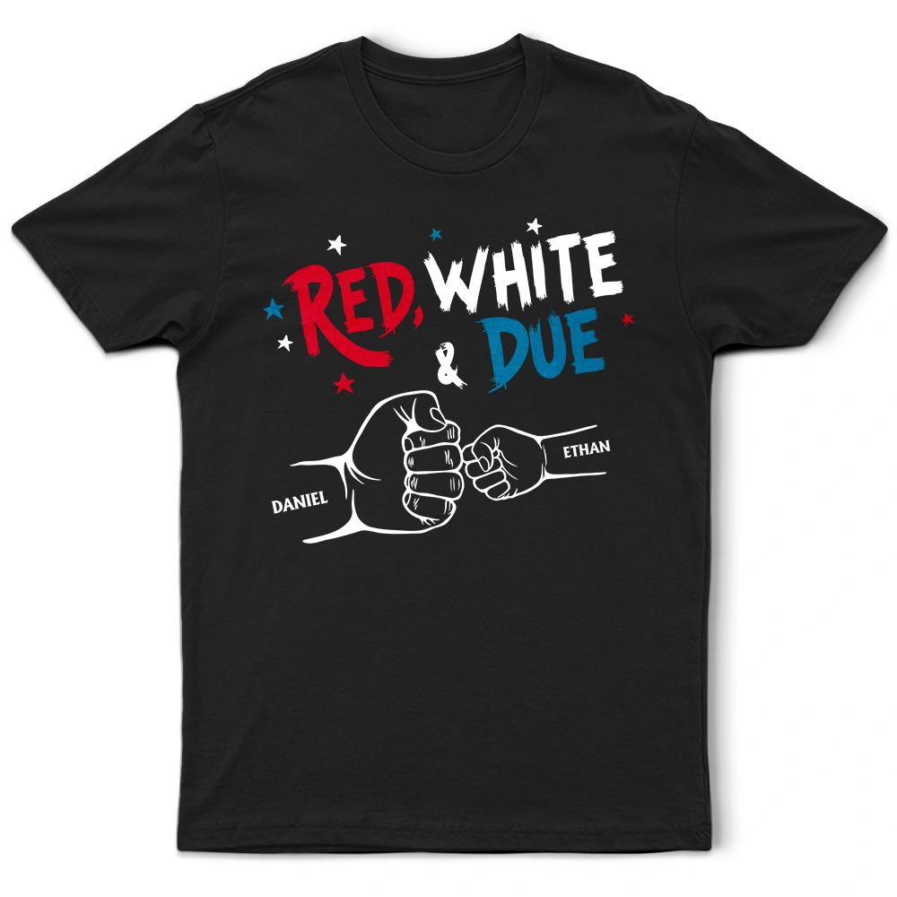 Gift For Father, Gift For Grandpa, Happy, America 250th, Independence Day - Red White And Due Mom Dad Baby Dog Cat - Personalized T Shirt