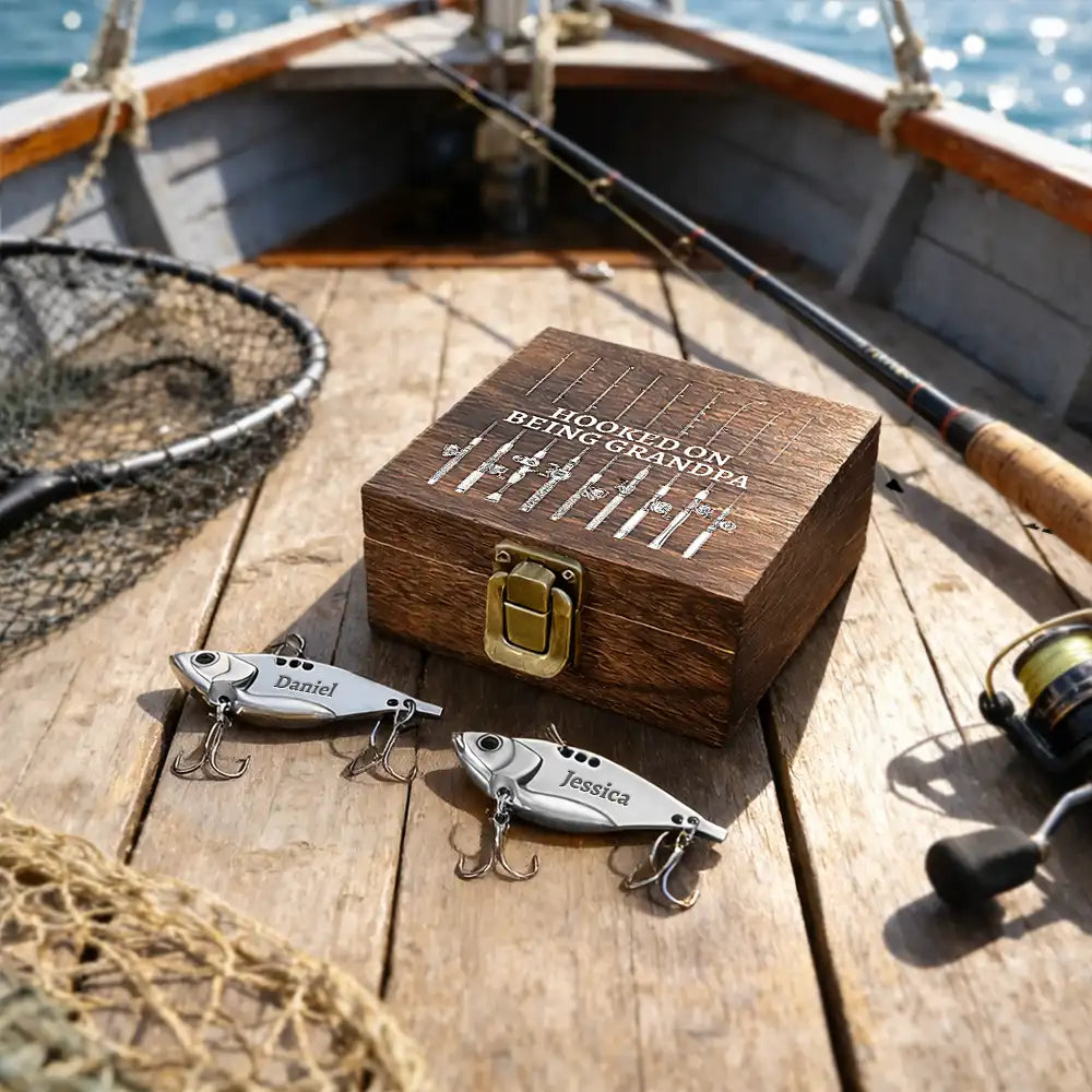 Gift For Father, Fishing, Summer, Top Market, Humorous, Custom Text - Reel Cool Dad Fishing Dad Grandpa - Personalized Metal Fish Lure Set