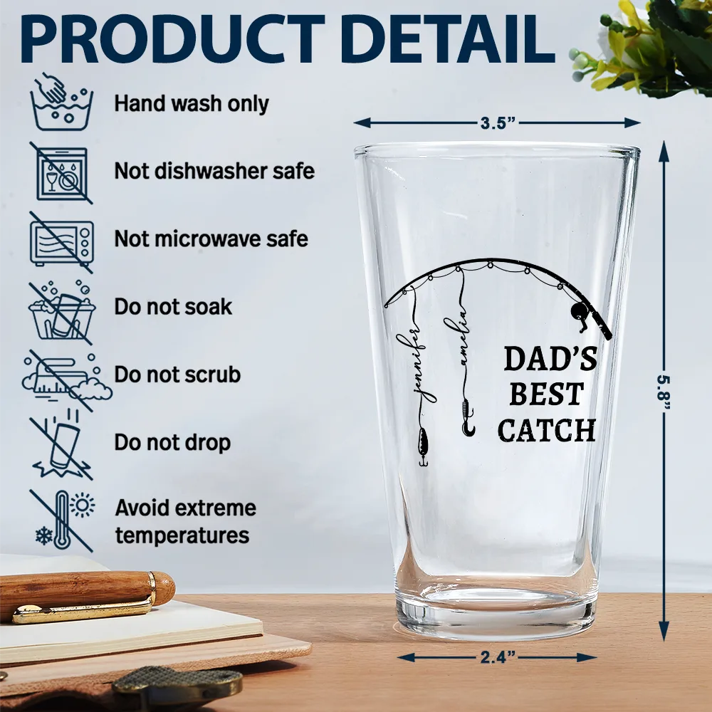 Gift For Father,Gift For Grandpa,Fishing,Non-Eng,Icon,Proud - Reel Cool Dad Grandpa - Personalized Beer Glass