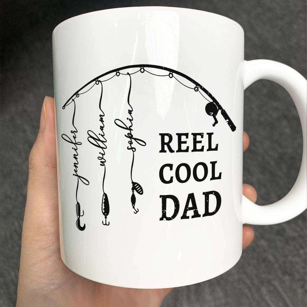 Gift For Father,Gift For Grandpa,Fishing,Non-Eng,Icon,Proud - Reel Cool Dad Grandpa - Personalized Mug