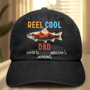 Gift For Father, Gift For Grandpa, Funny, Fishing - Reel Cool Grandpa - Personalized Vintage Washed Denim Cap