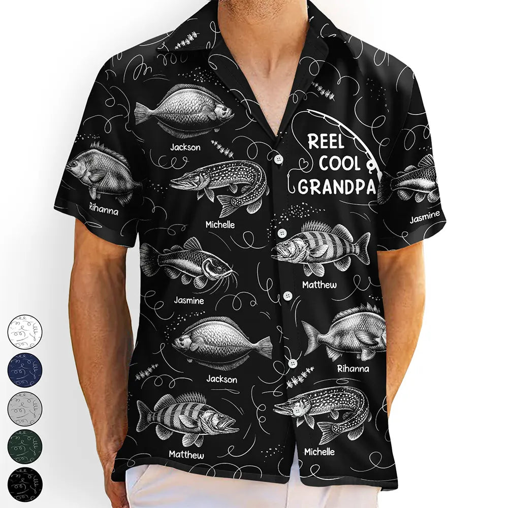 Reel Cool Grandpa Dad - Personalized Hawaiian Shirt