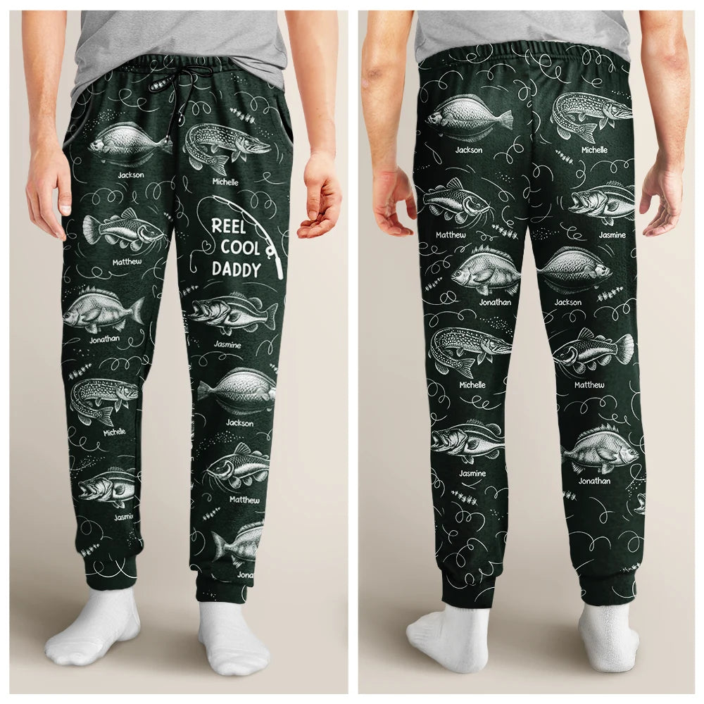 Gift For Father,Gift For Grandpa,Fishing,Non-Eng,Icon,Proud - Reel Cool Grandpa Dad - Personalized Sweatpants