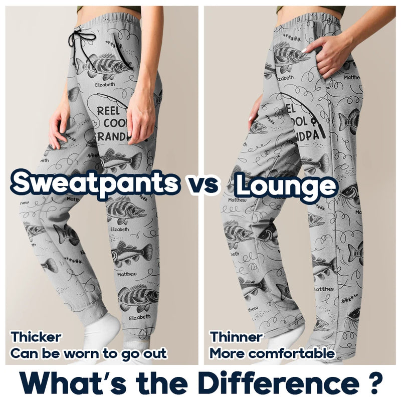 Gift For Father,Gift For Grandpa,Fishing,Non-Eng,Icon,Proud - Reel Cool Grandpa Dad - Personalized Sweatpants