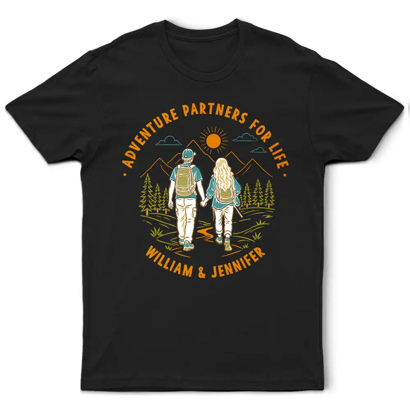 Romantic, Summer, Gift For Couples, Vector - Retro Adventure Partners For Life - Personalized T Shirt