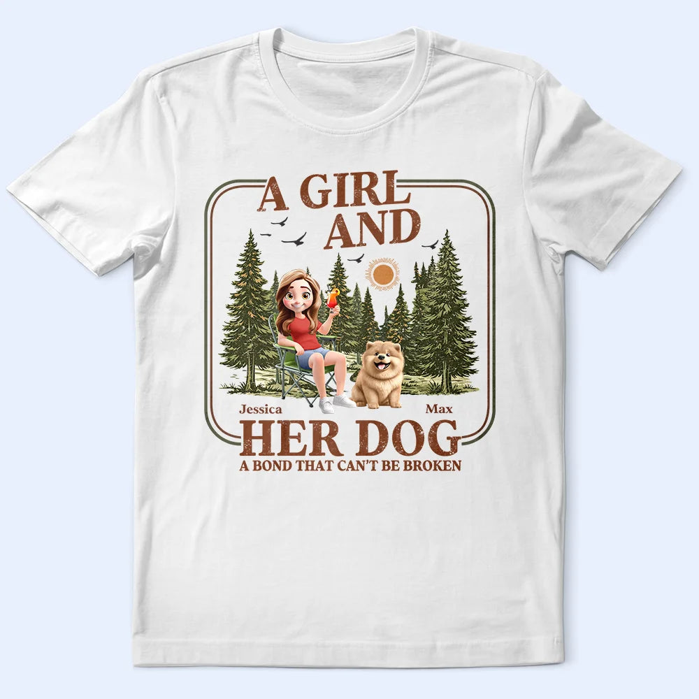 Dog Lovers, Dog Mom, Dog Dad, Camping, Happy - Retro Camping A Bond That Can't Be Broken - Personalized T Shirt