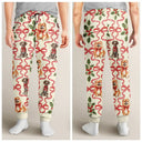 Dog Lovers,Dog Mom,Christmas,Happy - Retro Holy Berries And Decorative Bow - Personalized Pajama Pants