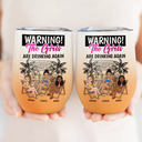 Retro Style Besties Warning The Girls Are Drinking Again - Personalized Wine Tumbler