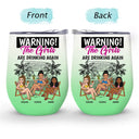 Retro Style Besties Warning The Girls Are Drinking Again - Personalized Wine Tumbler