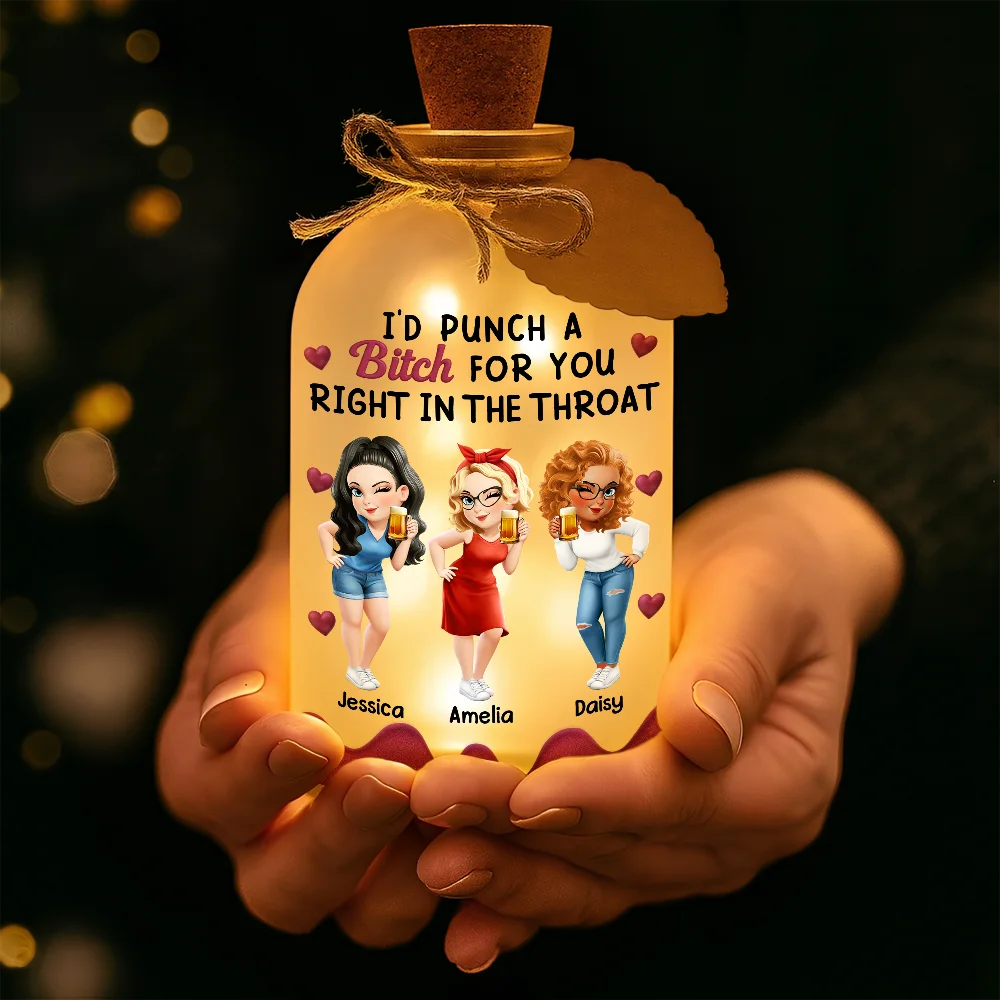 Gift For Bestie,Gifts For Colleagues,Gift For Sisters,Funny,Gift For Sibling - Right In The Throat 3D Bestie - Personalized Short Bottle Light
