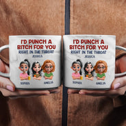 Gift For Bestie,Gift For Sisters,Funny,Gifts For Colleagues - Right In The Throat Besties - Personalized Marble Mug
