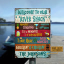 River Shack Welcome Proudly Serving Custom Classic Metal Signs, Fun Sign For The River Home