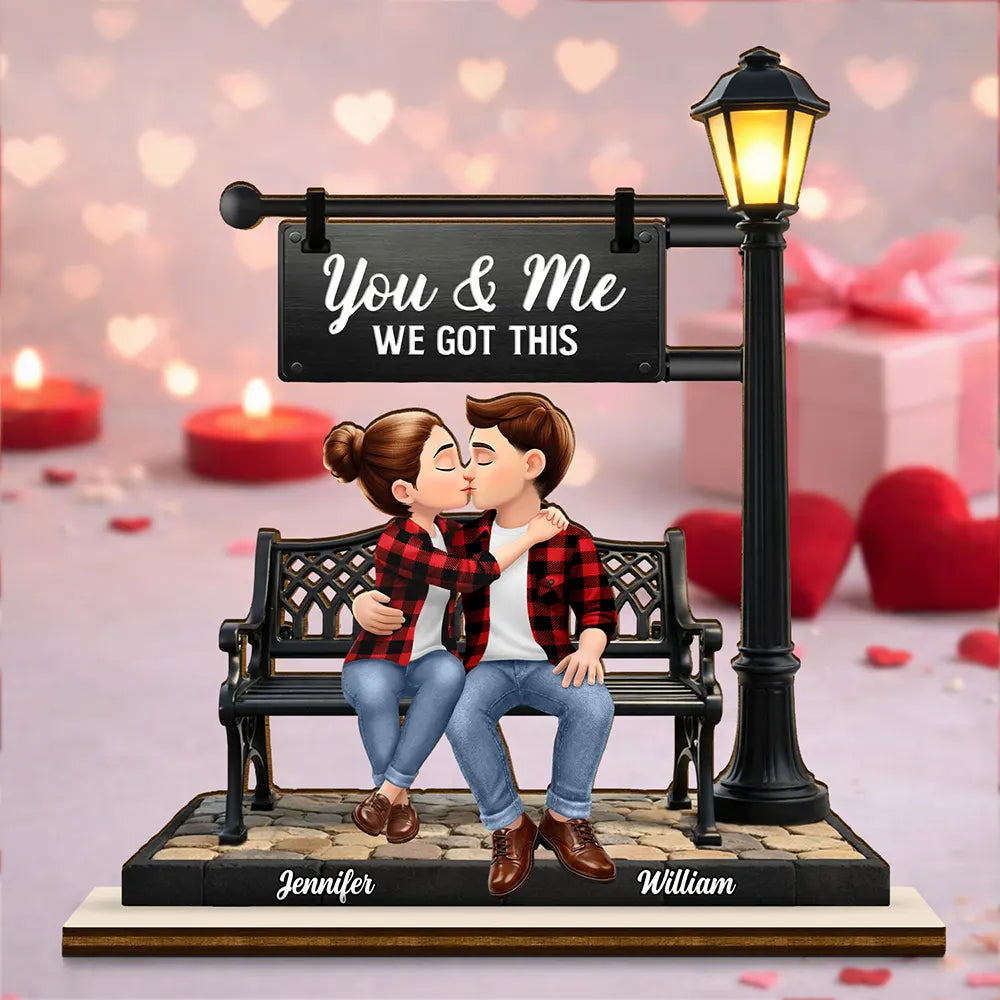 Romantic Flannel Couple You & Me We Got This - Personalized Custom Shaped 2-Layered Acrylic Wooden Plaque