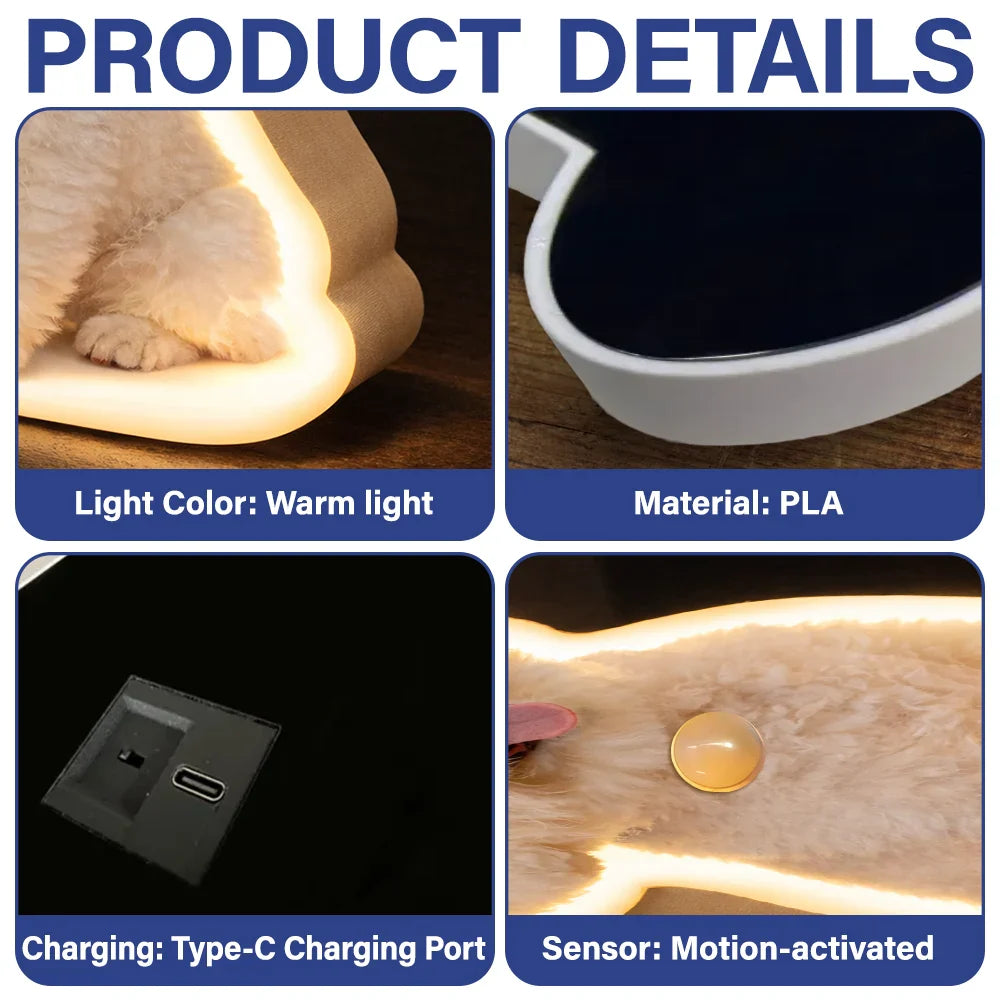 Pet Lovers,Pet Mom,Pet Dad,Gift For Yourself,Gift For Men,Gift For Women,Happy,Photo,Playful - Custom Photo Cute Funny Dog Cat - Personalized Motion Sensor Night Light