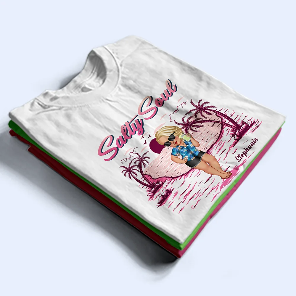 Gift For Women, Gift For Yourself, Summer, Beach, Happy - Salty Soul Summer Girl - Personalized T Shirt