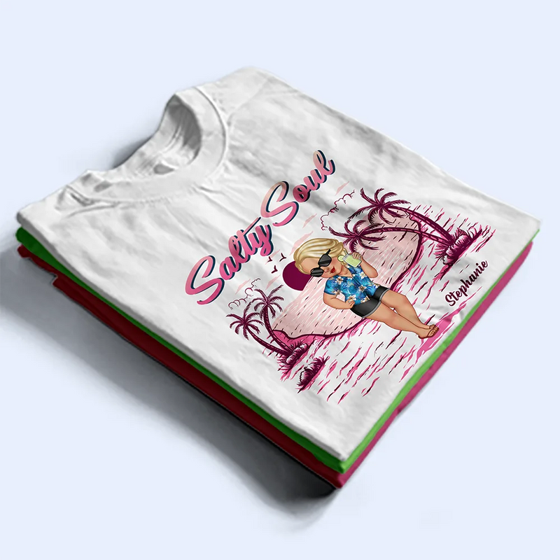 Gift For Women, Gift For Yourself, Summer, Beach, Happy - Salty Soul Summer Girl - Personalized T Shirt