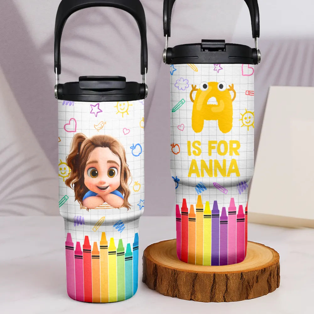 School Kid's Name - Personalized 30oz Tumbler With Handle
