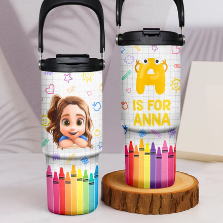 School Kid's Name - Personalized 30oz Tumbler With Handle