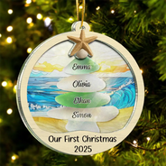 Gift For Couples,Gift For Husband,Gift For Wife,Gift For Boyfriend,Gift For Girlfriend,Parents,Gift For Mother,Gift For Grandpa,Gift For Father,Gift For Grandma,Family,Gift For Sibling,Gift For Sisters,Gift For Brothers,Gift For Bestie,Gifts For Colleagues,Christmas,Love - Sea Glass Christmas Tree - Personalized 2-Layered Acrylic Suncatcher Ornament