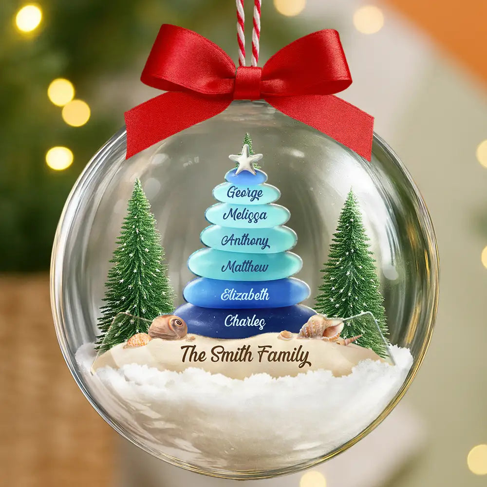 Sea Glass Family Beach Lovers - Personalized 3D Acrylic Ball Ornament