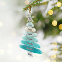 Top Market,Christmas,Beach,Cozy,Family,Icon - Sea Glass Family Christmas Tree With Names - Personalized Custom Shaped Acrylic Ornament