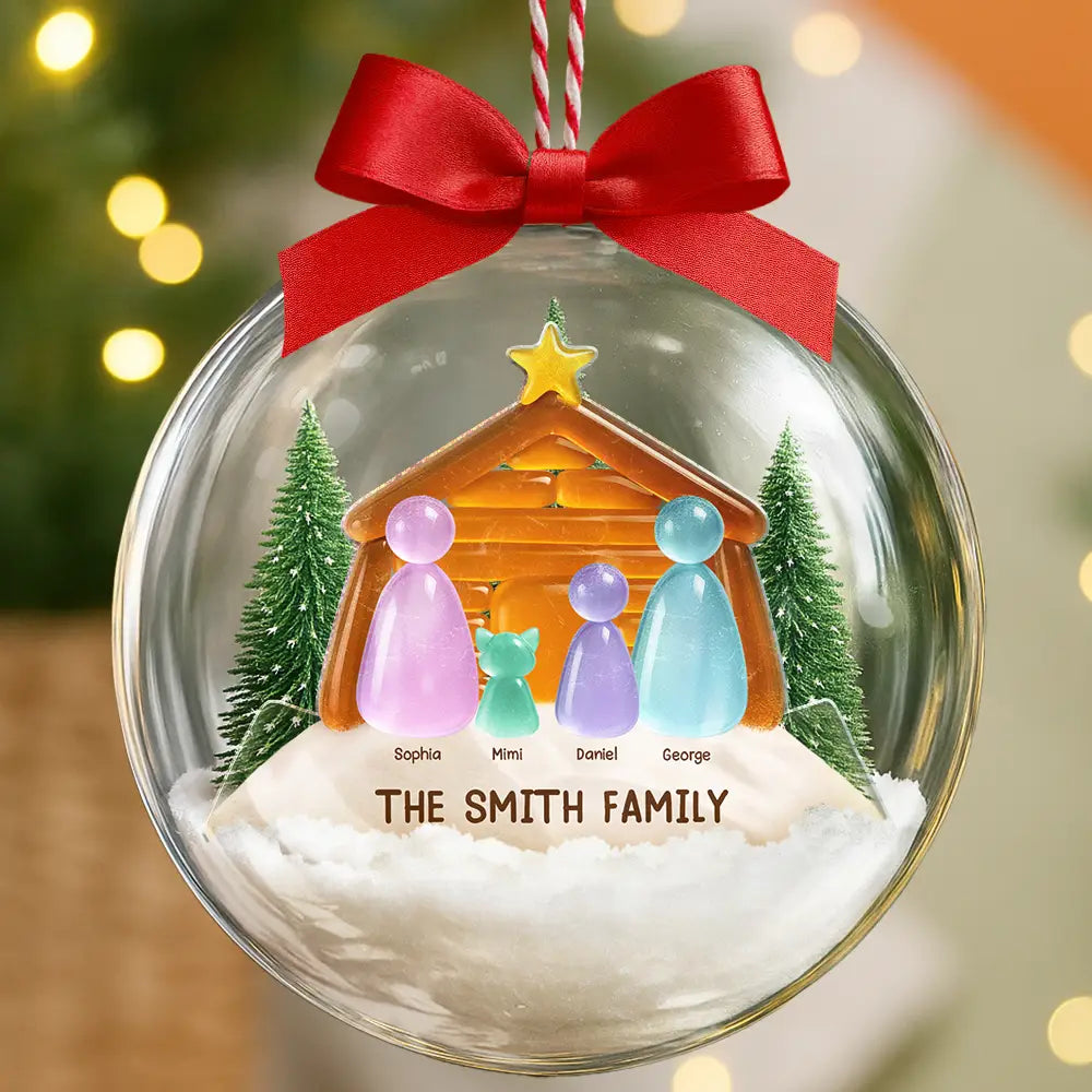 Family,Pet Lovers,Pet Mom,Pet Dad,Pet Couple,Dog Lovers,Dog Couple,Dog Mom,Dog Dad,Cat Lovers,Cat Mom,Cat Dad,Cat Couple,Happy,Single Mom,Single Dad,Gift For Grandpa,Gift For Grandma,Gift For Grandkids,Christmas - Sea Glass Family The Greatest Gift For All - Personalized 3D Acrylic Ball Ornament