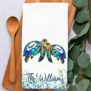 Family,Icon,Happy - Sea Turtle Happy Family - Personalized Kitchen Towel