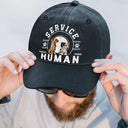 Happy,Gift For Father,Gift For Husband,Dog Dad,Cat Dad,Pet Lovers,Pet Dad - Service Human Do Not Pet Dog Cat - Personalized Vintage Washed Denim Cap