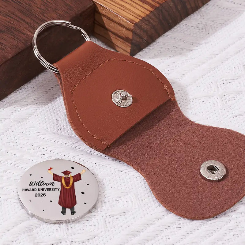Graduation,Gift For Women,Gift For Men,Dad - Daughters (Adult),Gift For Daughter,Mom - Daughters (Adult),Dad - Sons,Gift For Son,Mom - Sons,Happy - She Believed She Could - Personalized Leather Pocket Hug